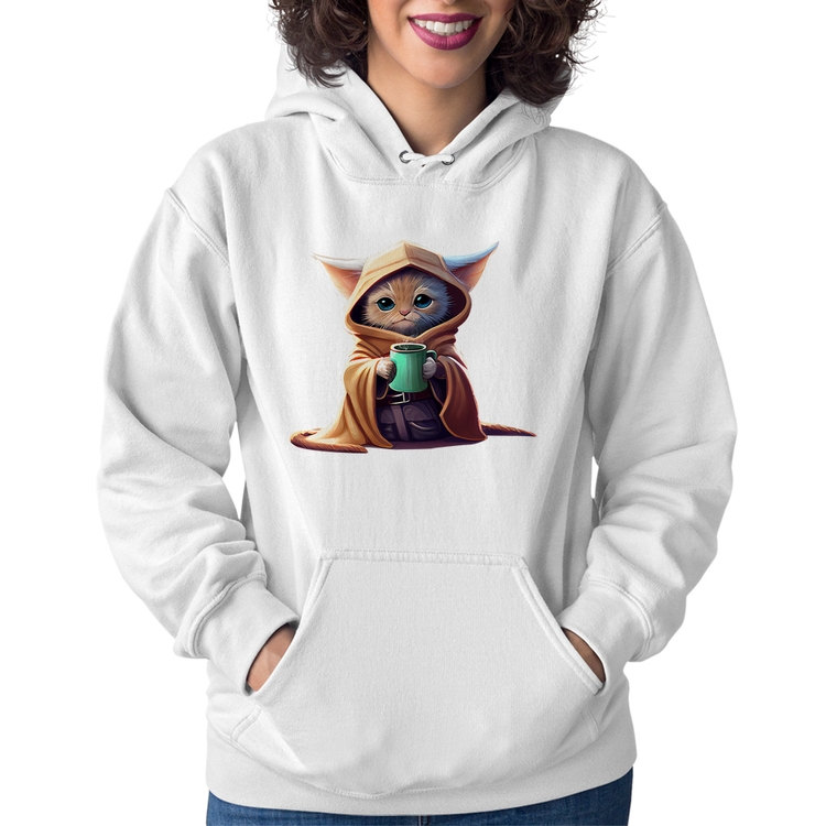 Moletom Feminino Gato Jedi - Branco