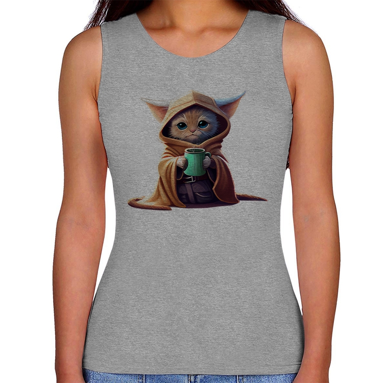 Regata Feminina Gato Jedi - Cinza