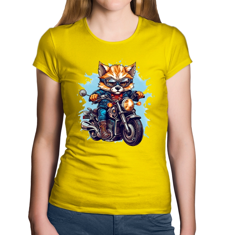 Baby Look Algodão Motoqueiro Raposa - Amarela