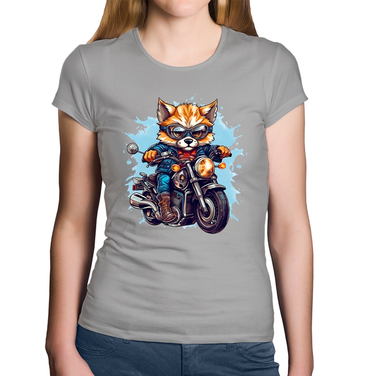 Baby Look Algodão Motoqueiro Raposa - Cinza