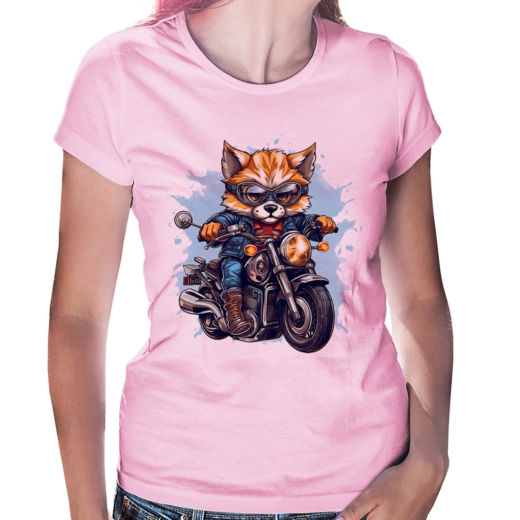 Baby Look Motoqueiro Raposa - Rosa Bebê