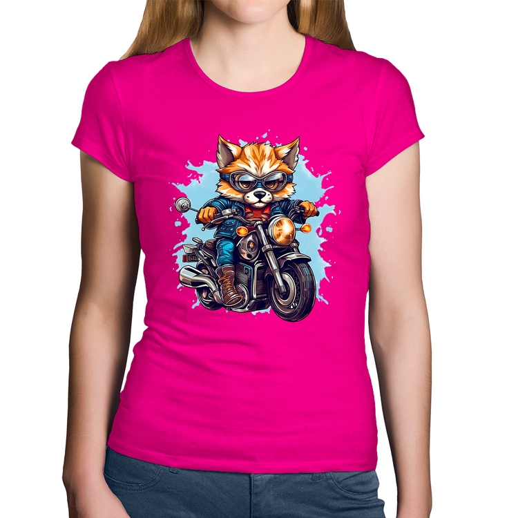 Baby Look Algodão Motoqueiro Raposa - Rosa