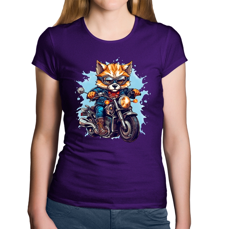 Baby Look Algodão Motoqueiro Raposa - Roxa