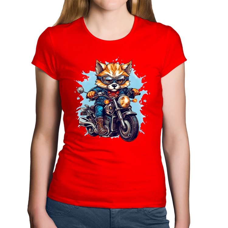 Baby Look Algodão Motoqueiro Raposa - Vermelha