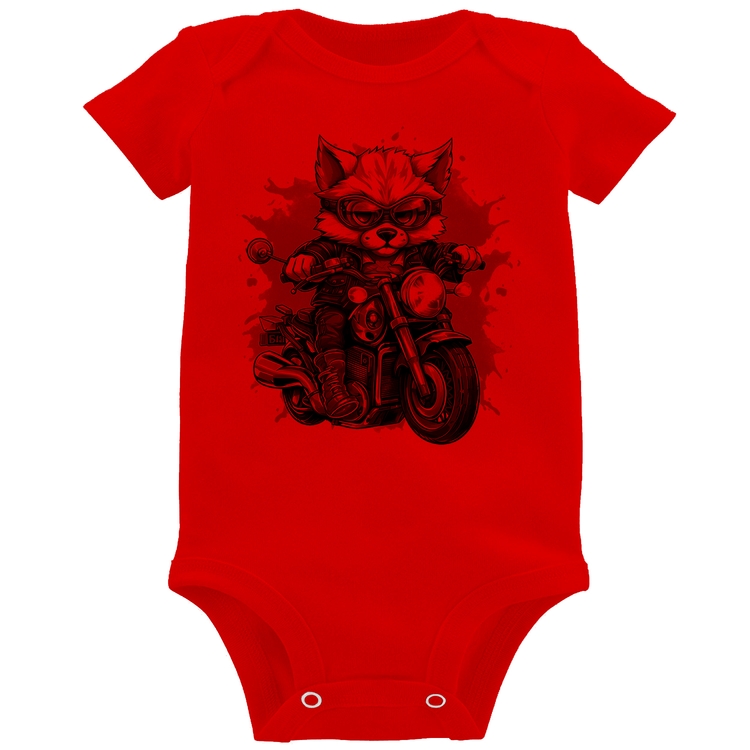 Body Bebê Motoqueiro Raposa - Vermelho