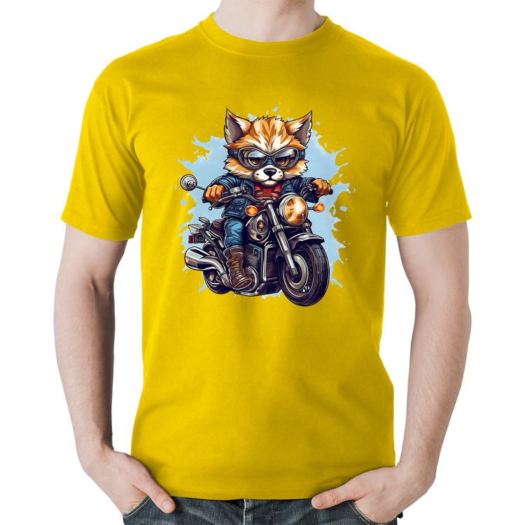 Camiseta Algodão Motoqueiro Raposa - Amarela