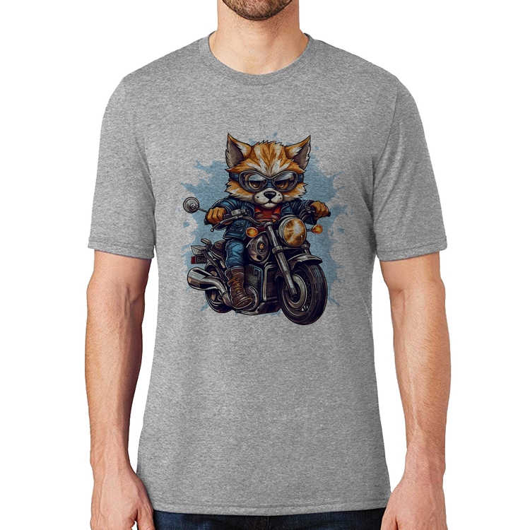 Camiseta Motoqueiro Raposa - Cinza