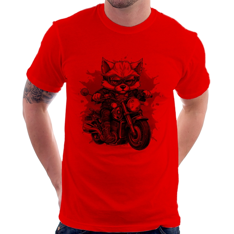 Camiseta Motoqueiro Raposa - Vermelha