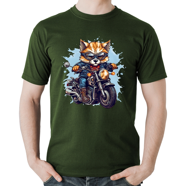 Camiseta Algodão Motoqueiro Raposa - Musgo