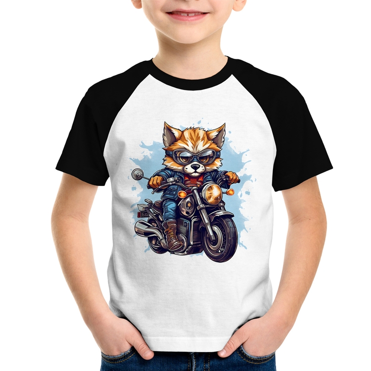 Camiseta Raglan Infantil Motoqueiro Raposa