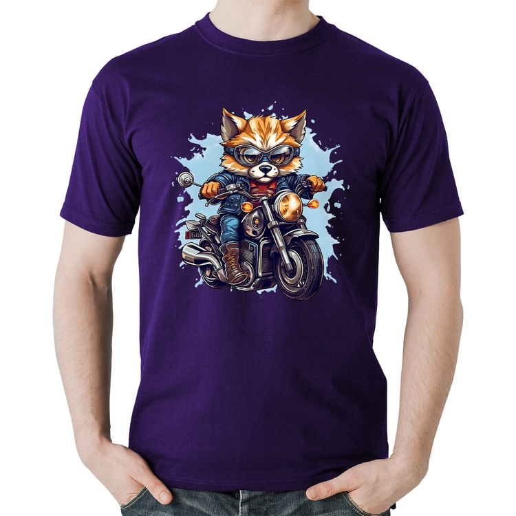 Camiseta Algodão Motoqueiro Raposa - Roxa