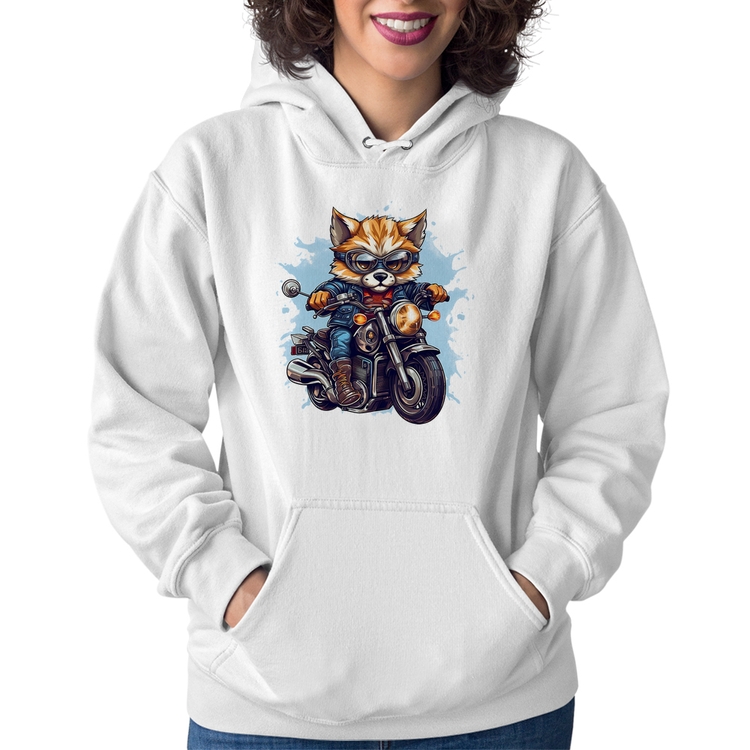 Moletom Feminino Motoqueiro Raposa - Branco