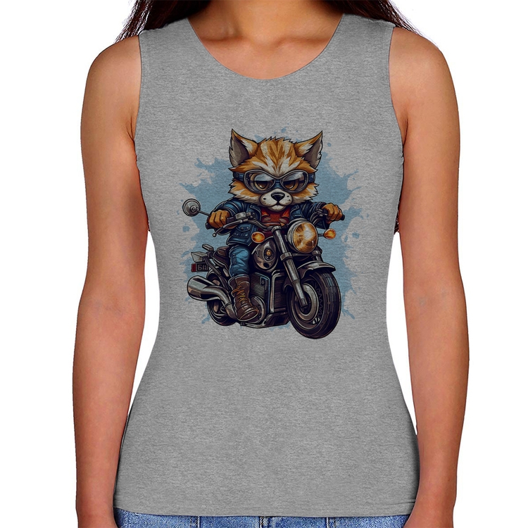 Regata Feminina Motoqueiro Raposa - Cinza