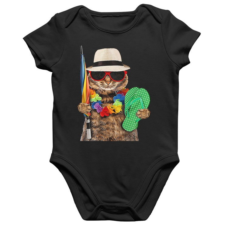Body Bebê Algodão Gato nas Férias