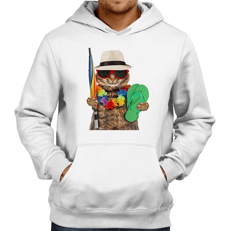 Moletom Gato nas Férias - Branco