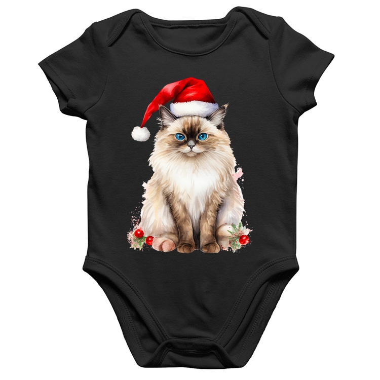Body Bebê Algodão Gato Natalino
