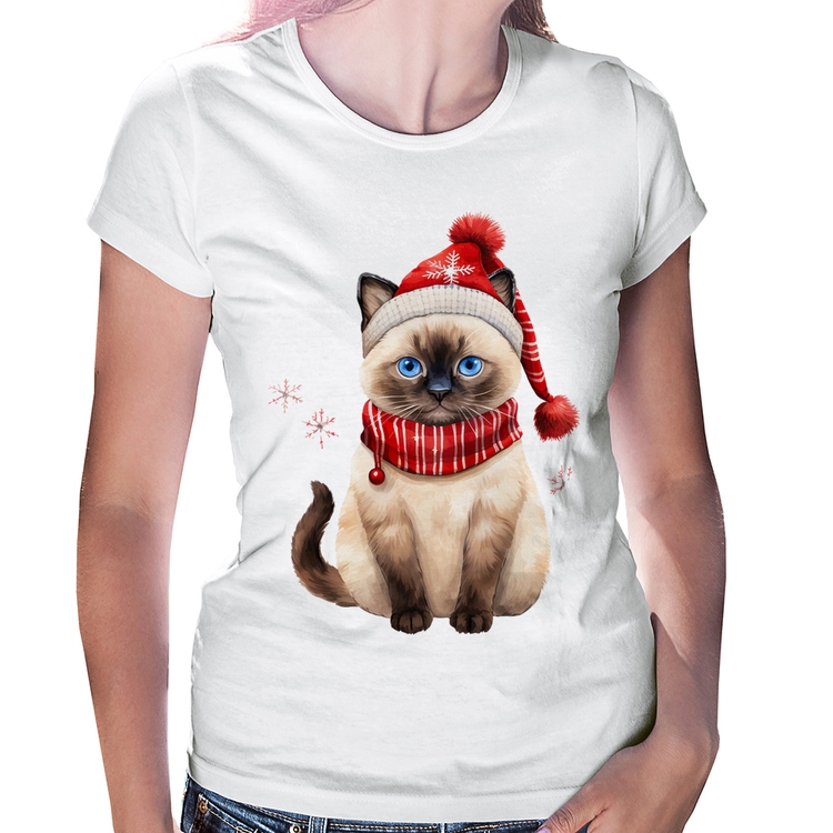 Baby Look Gato Natalino Gorro e Cachecol