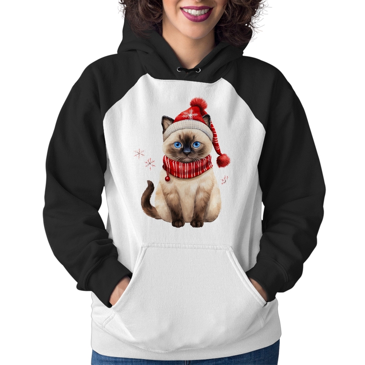 Moletom Feminino Gato Natalino Gorro e Cachecol