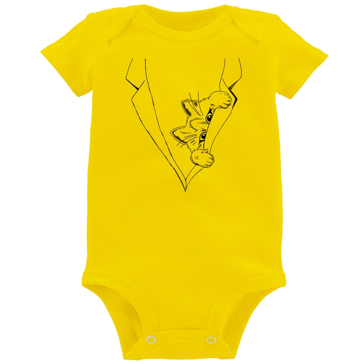 Body Bebê Gato no terno - Amarelo