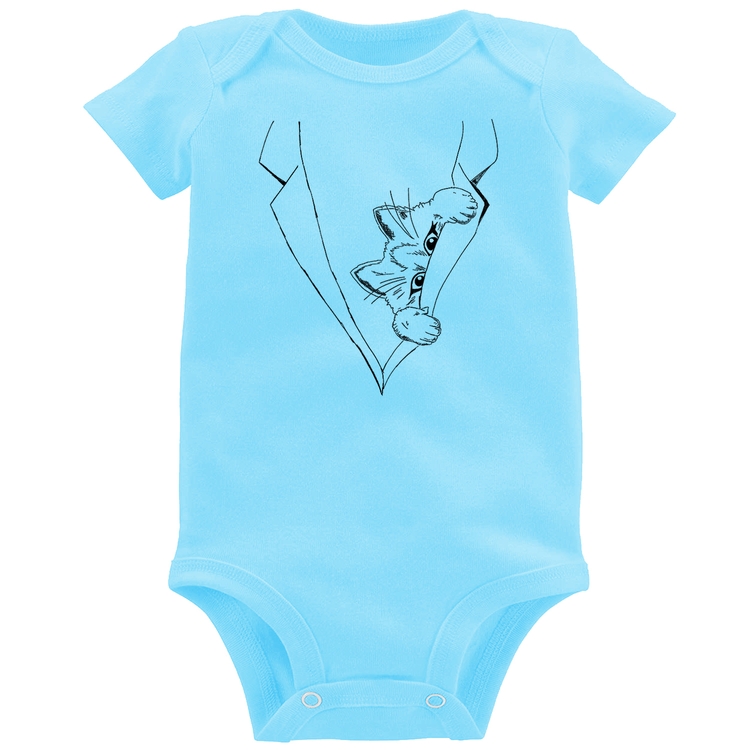 Body Bebê Gato no terno - Azul Bebê