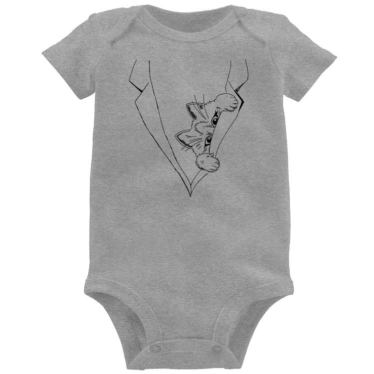 Body Bebê Gato no terno - Cinza