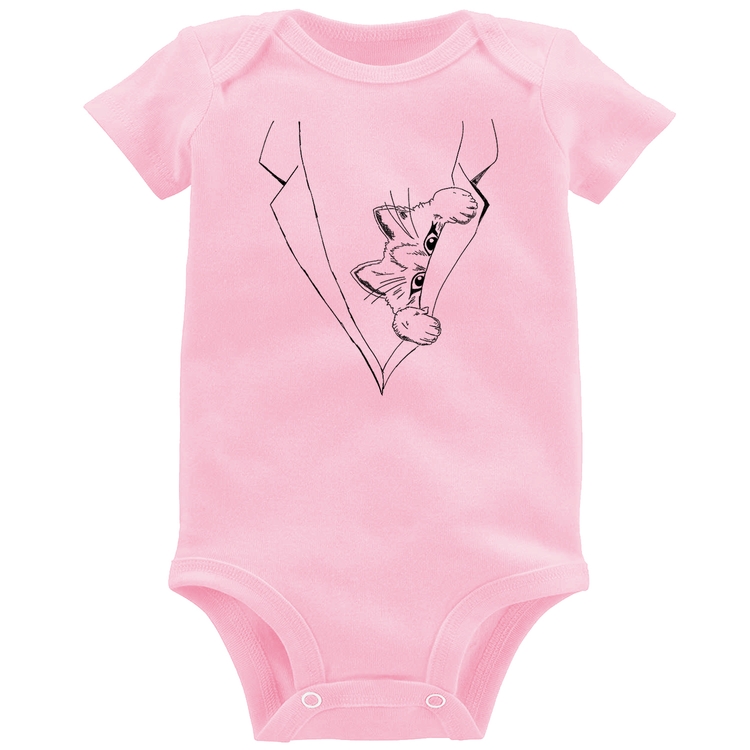Body Bebê Gato no terno - Rosa Bebê