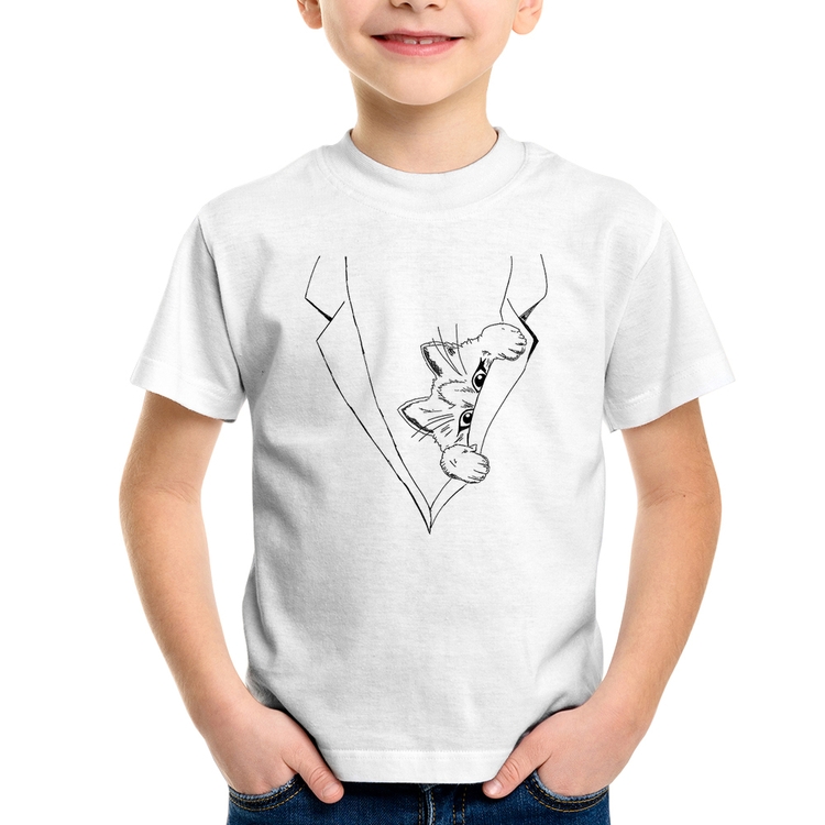 Camiseta Infantil Gato no terno