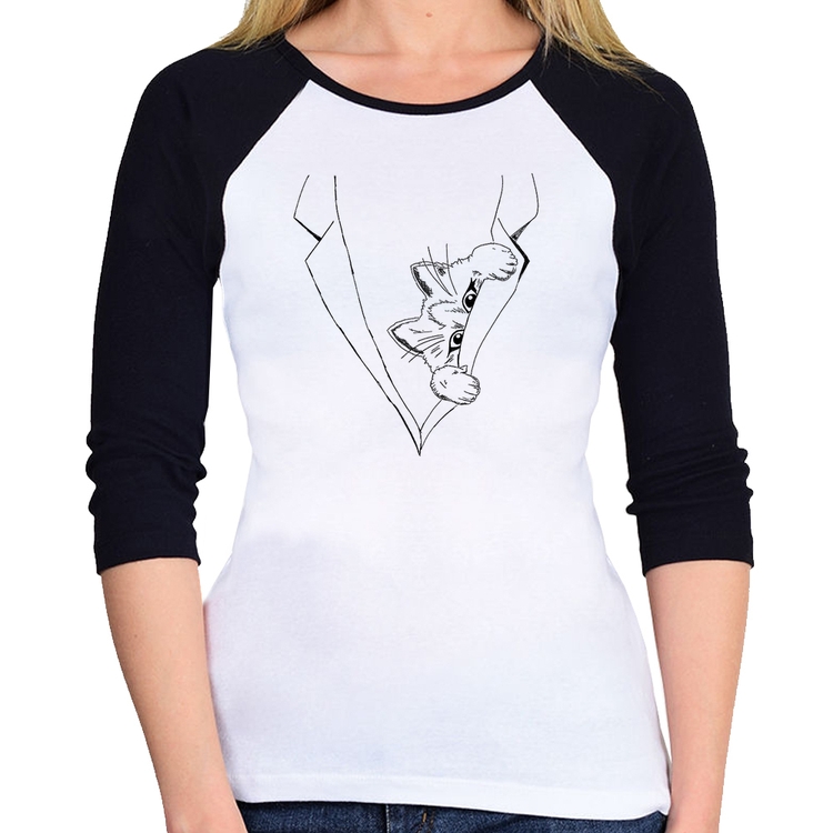 Baby Look Raglan Gato no terno Manga 3/4