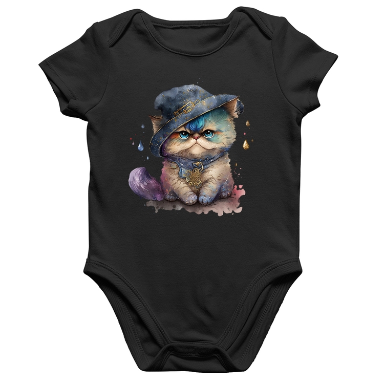 Body Bebê Algodão Gato Persa Watercolor 