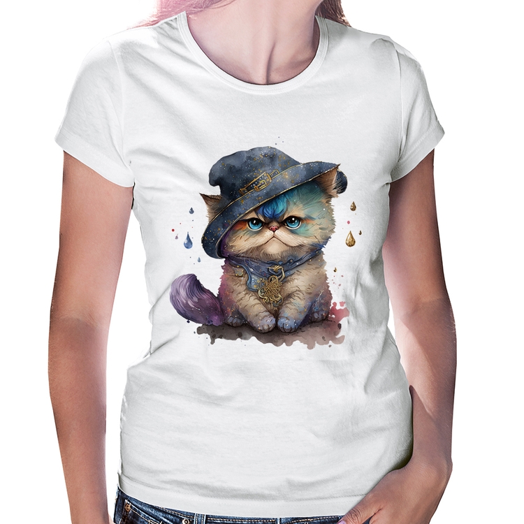 Baby Look Gato Persa Watercolor 