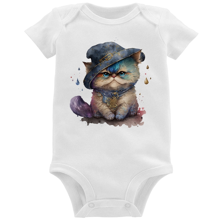 Body Bebê Gato Persa Watercolor 