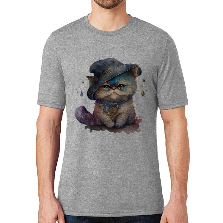 Camiseta Gato Persa Watercolor  - Cinza