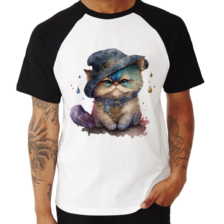 Camiseta Raglan Gato Persa Watercolor 