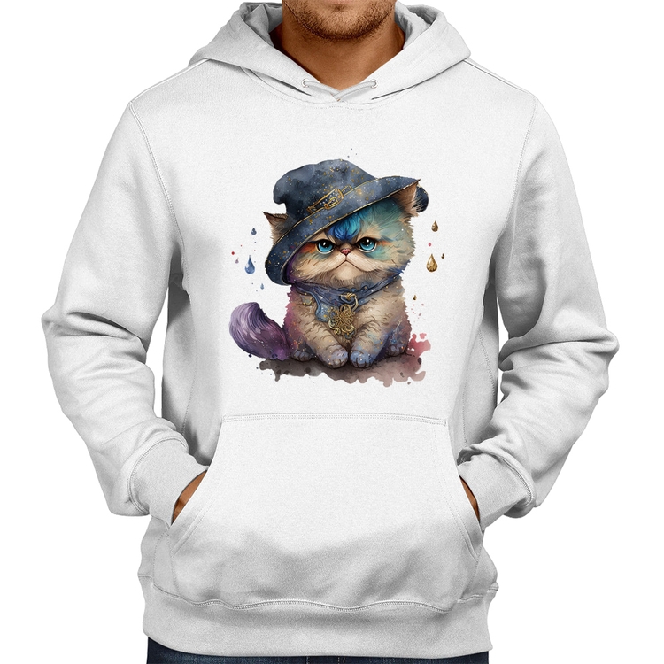 Moletom Gato Persa Watercolor  - Branco