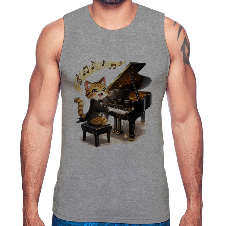 Regata Gato Pianista - Orquestra Animal - Cinza