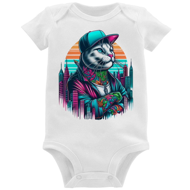 Body Bebê Gato Urbano Arte