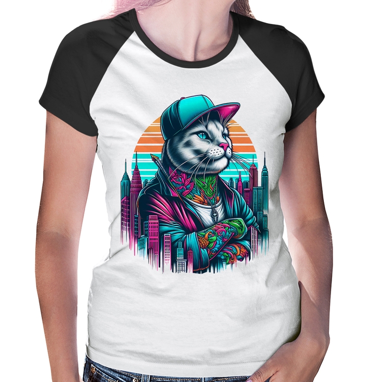 Baby Look Raglan Gato Urbano Arte