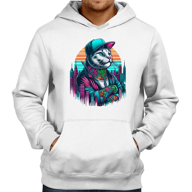 Moletom Gato Urbano Arte - Branco