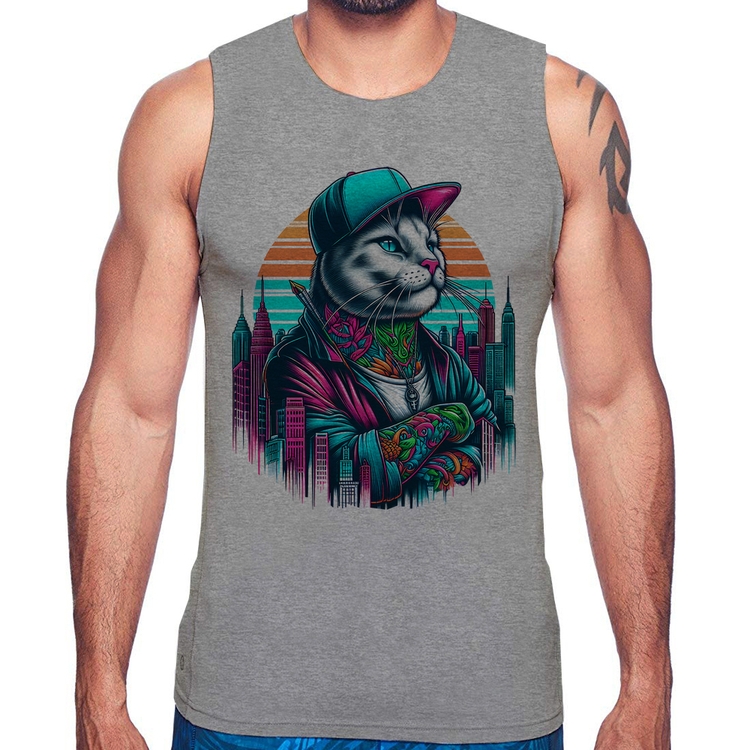 Regata Gato Urbano Arte - Cinza