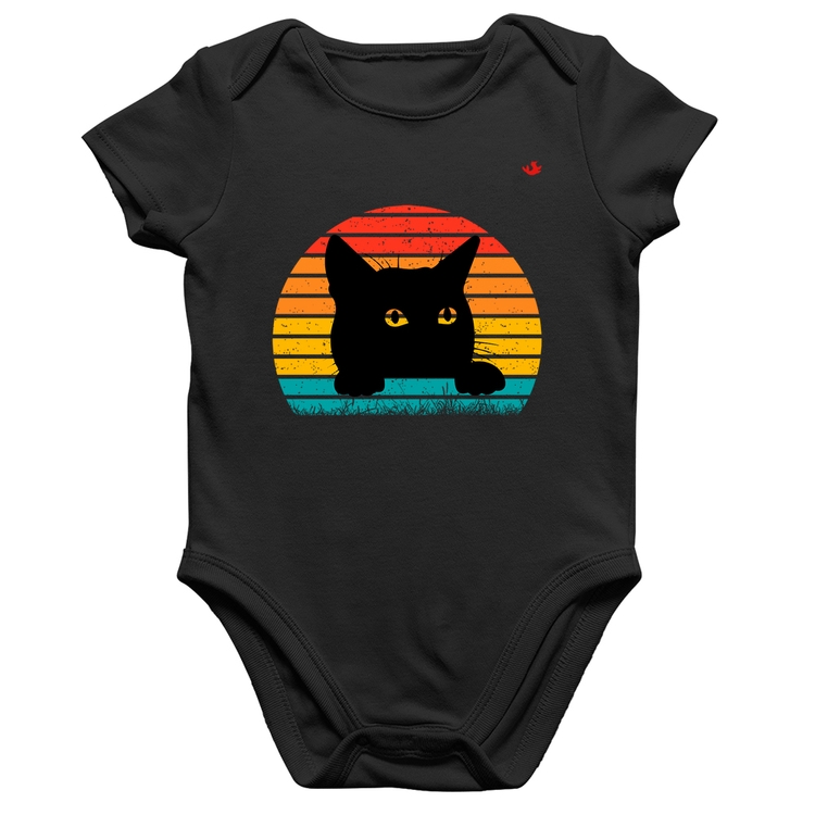 Body Bebê Algodão Gato Vintage Sunset