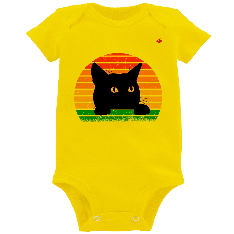 Body Bebê Gato Vintage Sunset - Amarelo