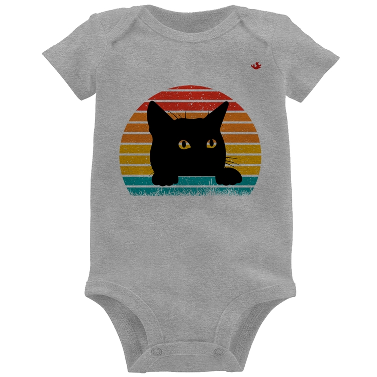 Body Bebê Gato Vintage Sunset - Cinza