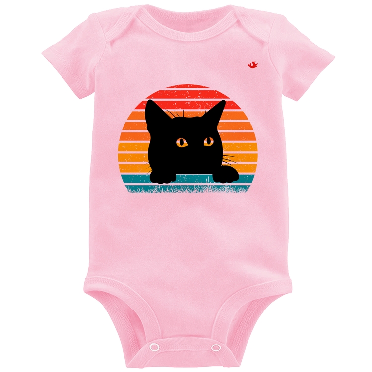 Body Bebê Gato Vintage Sunset - Rosa Bebê