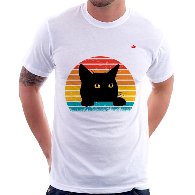 Camiseta Gato Vintage Sunset