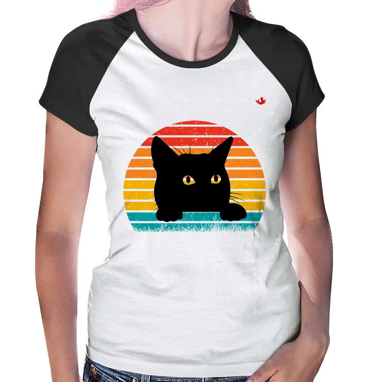 Baby Look Raglan Gato Vintage Sunset