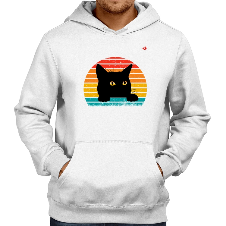 Moletom Gato Vintage Sunset - Branco