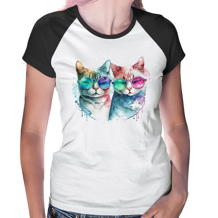 Baby Look Raglan Gatos de óculos