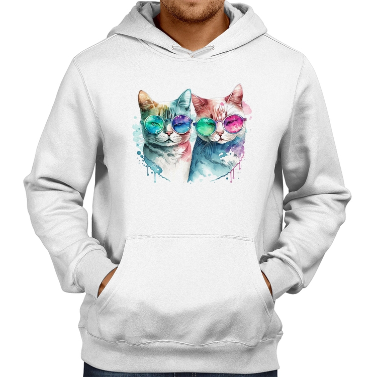 Moletom Gatos de óculos - Branco