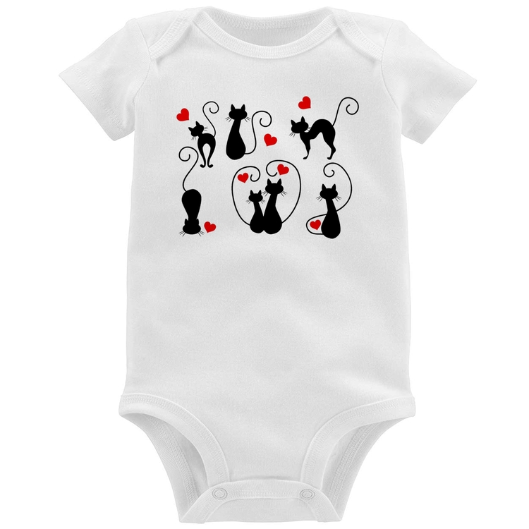 Body Bebê Gatos E Corações