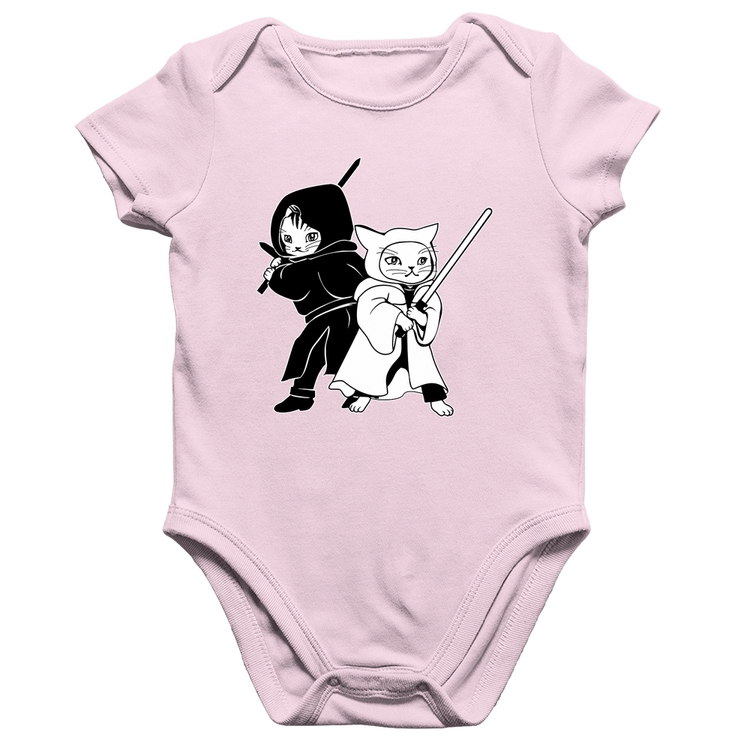Body Bebê Algodão Gatos Jedi - Rosa Bebê